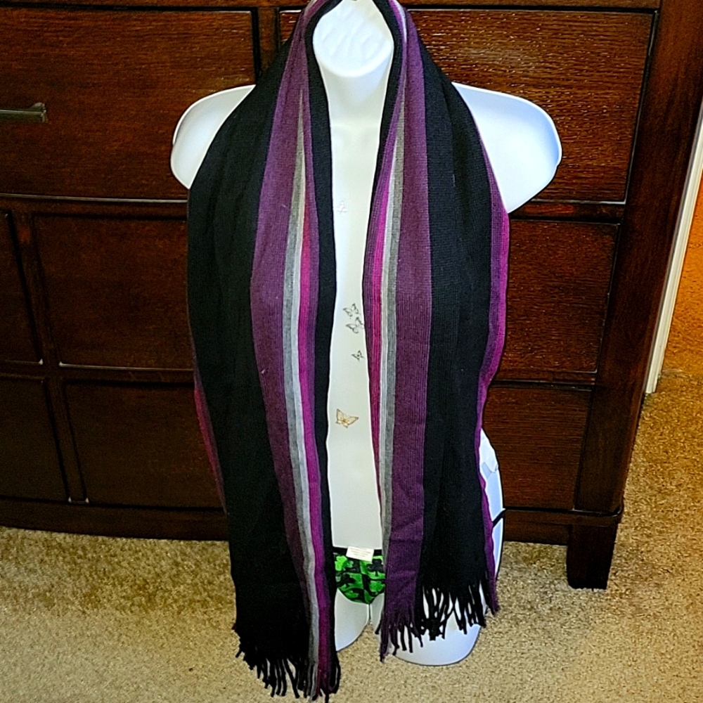 Purple and Black Acrylic Scarf
